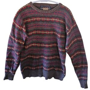 Chaps By Ralph Lauren Vintage 90s Men's Red and Gray Sweater Wool CL0036